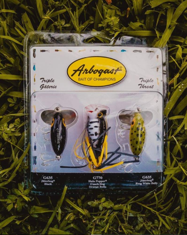 Arbogast Triple Threat Fishing Lure, Includes 2 Jitterbug Lures and 1 Hula Popper Lure, Freshwater Fishing Lures and Accessories - Image 5